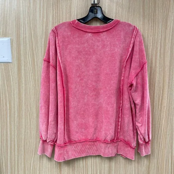 Zenana Pink Acid wash sweatshirt size small/medium - Picture 5 of 5